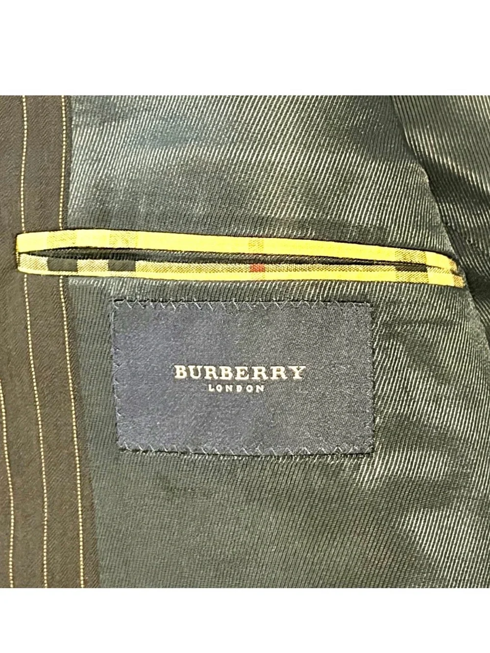 Burberry Navy Pinstripe Men's Suit Blazer